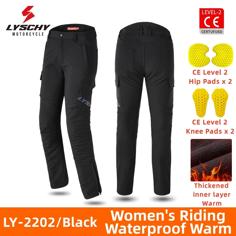 SCHY-Pantalon d'équitation de moto pour femme, imperméable chaud, résistant aux chutes, protecteur CE2 intégré, FJM, hiver