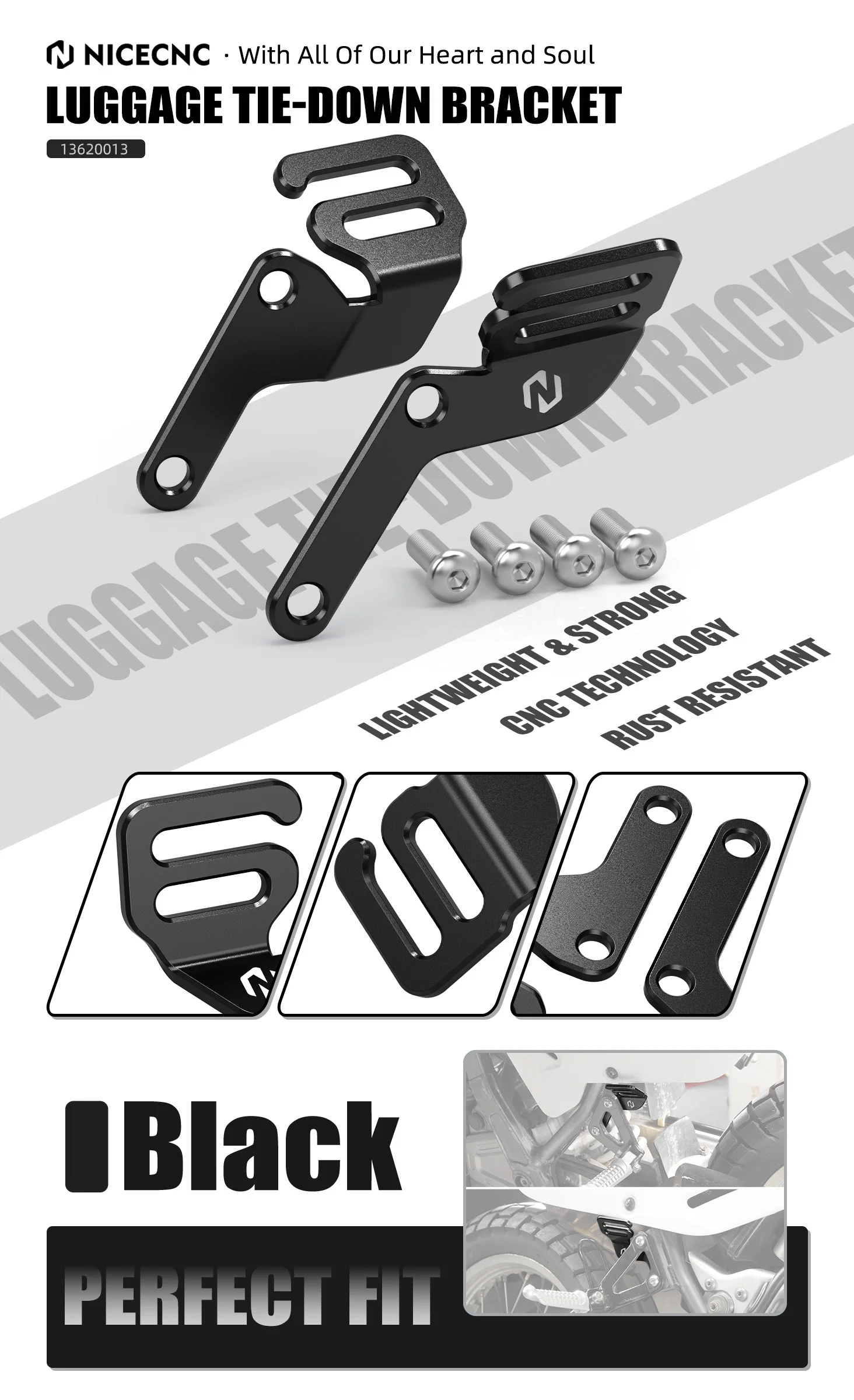 Motorrad-Satteltaschen, Spanngehalterungen für Suzuki DR650 S/SE 1996–2023, 2024, 2025, DR650S, DR650SE, Rackless-Taschen, Umreifungshaken – Detail 1