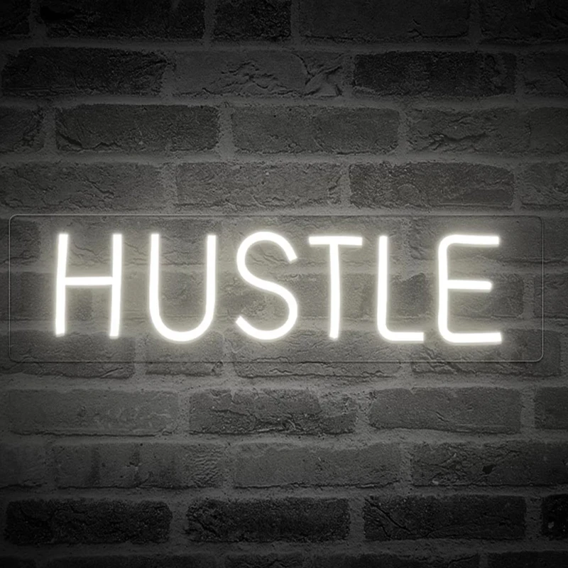 HUSTLE-señal de neón LED para pared, señal de neón para decoración de hogar, sala de estar, fiesta, regalo de vacaciones, lámpara de noche de neón