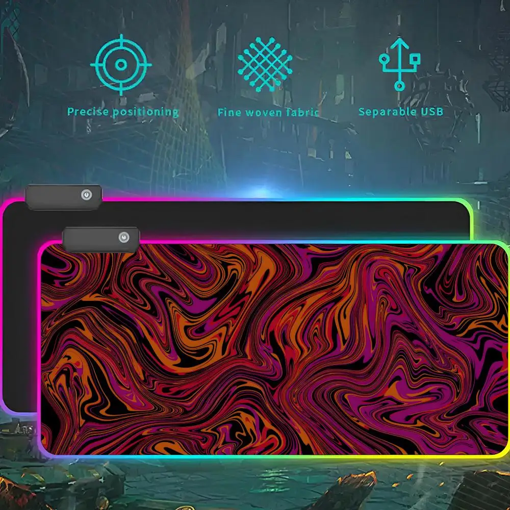 Strata Liquid Mouse Pad RGB LED Light Gaming Mousepad Waterproof Large Gamer Mouse Carpet Big Mause Keyboard Pad PC Desk Play Ma