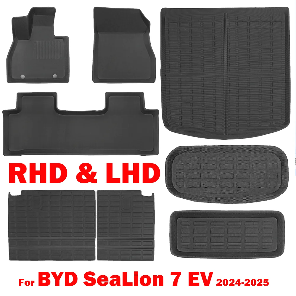 

For BYD Sealion 7 EV 2024 2025 Car Floor Mats Cargo Liner Trunk Pad XPE 3D Foot Mat All Weather Waterproof Backrest Trunk Mats