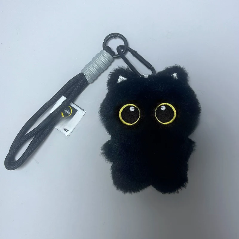 Creatieve schattige camera zwarte kat pluche pop hanger sleutelhanger rugzak ophangingen decoratie