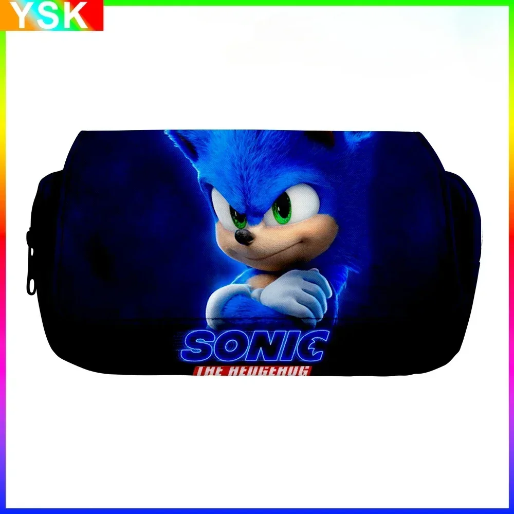 3D New SONIC Cartoon Sonic Cross-border astuccio per matite a doppio strato astuccio per cancelleria per studenti delle scuole primarie e secondarie