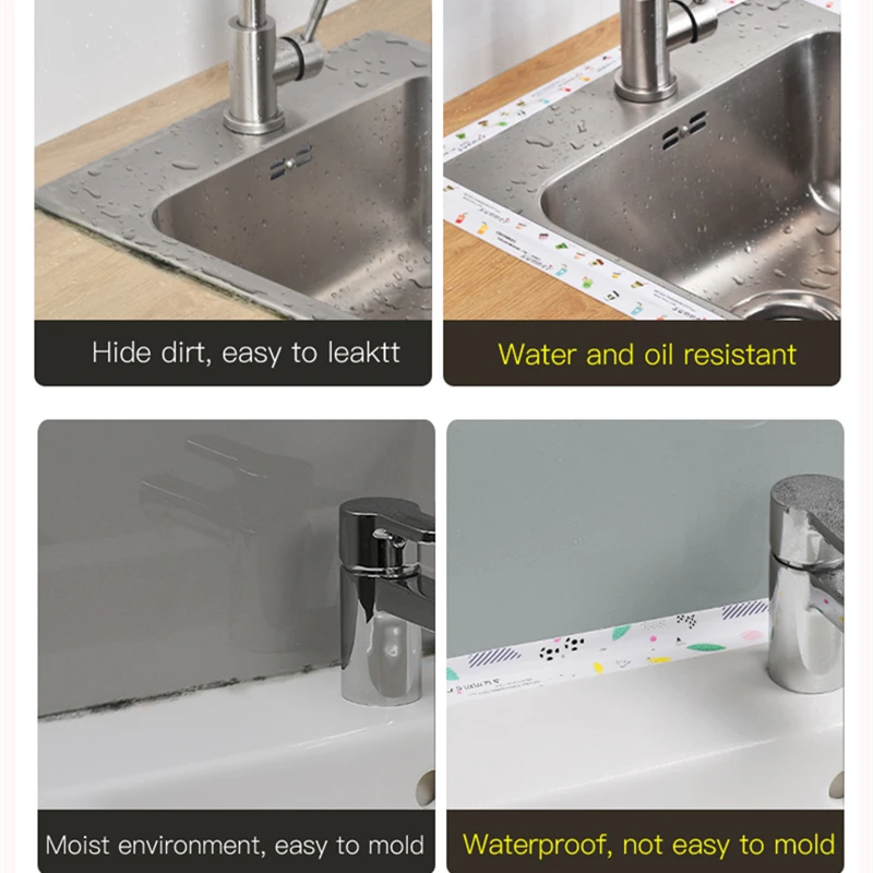 الحمام بالوعة المطبخ التصحيح ملصق النفط واقية مقاوم للماء مكافحة العفن الشريط كونترتوب المرحاض الفجوة ملصقات التماس ذاتية اللصق
