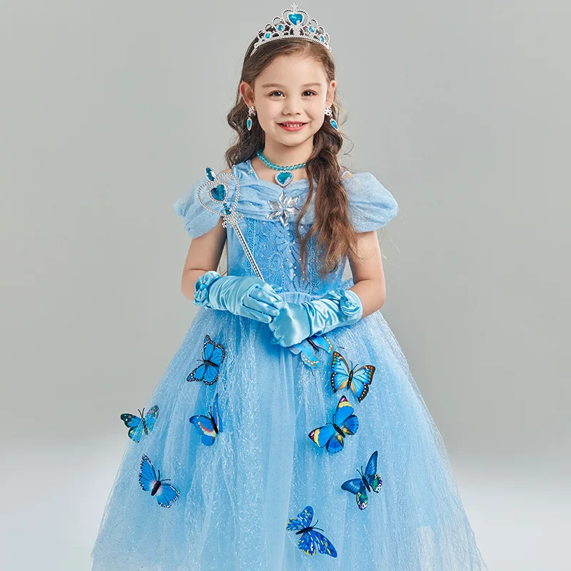 

Pretty Fashion Butterfly Dress Girls Birthday Dressup Accessory Performance Costume Butterfly Detachable Saree Dress