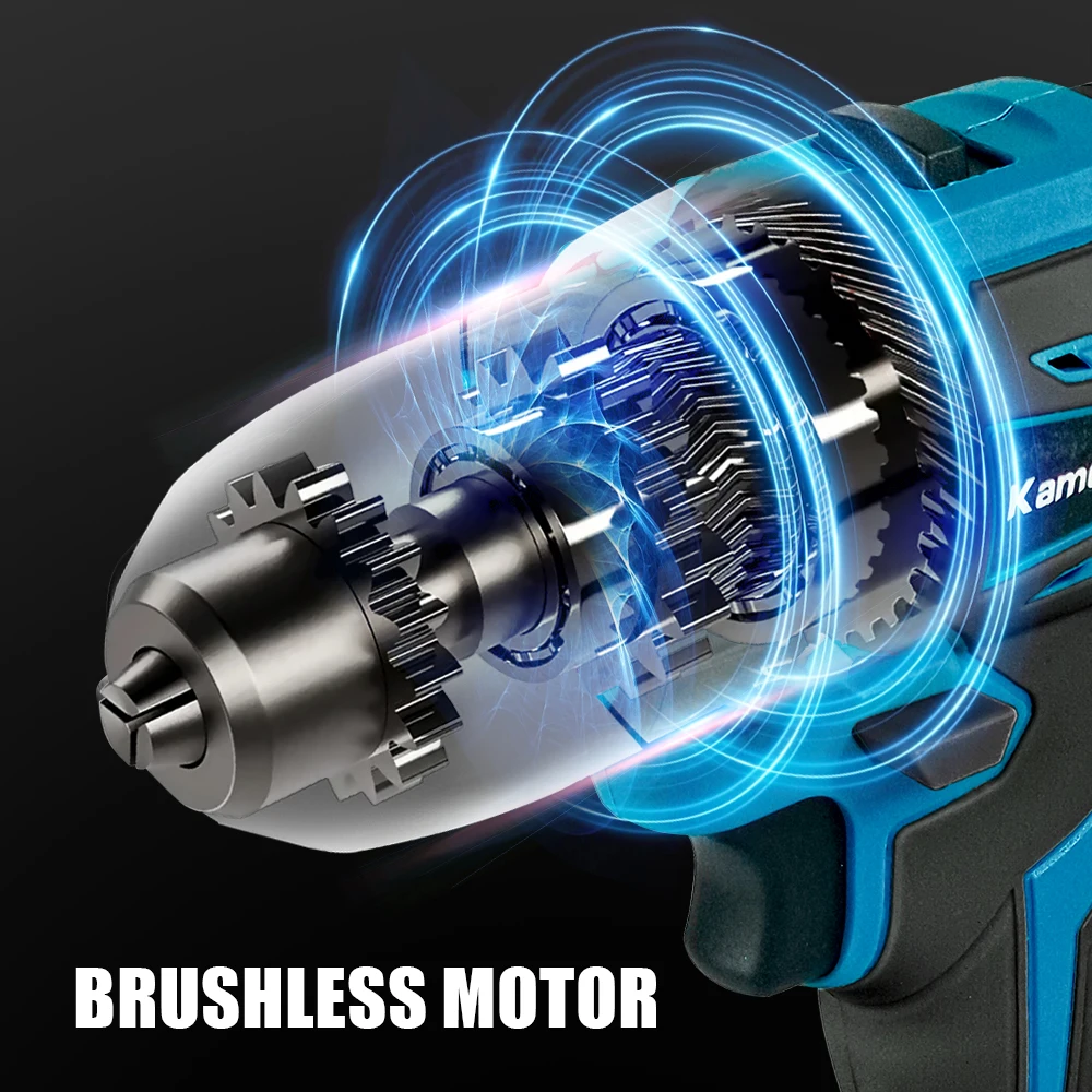 Kamolee 10MM Bürstenloser Elektrischer Schlagbohrer-Set, inklusive Zubehör, Akku-Schrauber, Lithium-Batterie-Handbohrer – Detail 10