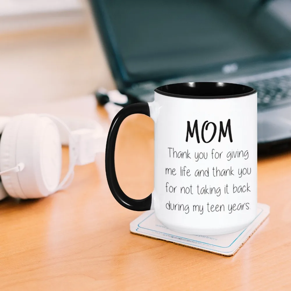 Giving Me Life Funny Coffee Mug Unique Mother's Day Birthday Gift Idea Gag Bday Present for Mother Mum Mummy 15 oz Large Cup