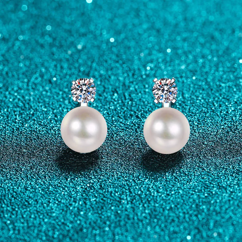 

PT950 platinum earrings female net red the same source direct supply flawless freshwater pearl moissanite earrings girls light l