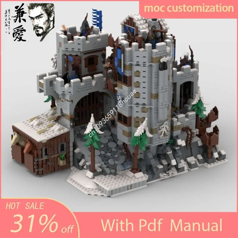 Moc Modular Medieval Black Falcons Castle Model Building Blocks DIY Creative Assembly Educational Bricks Toys Kids Holiday Gifts