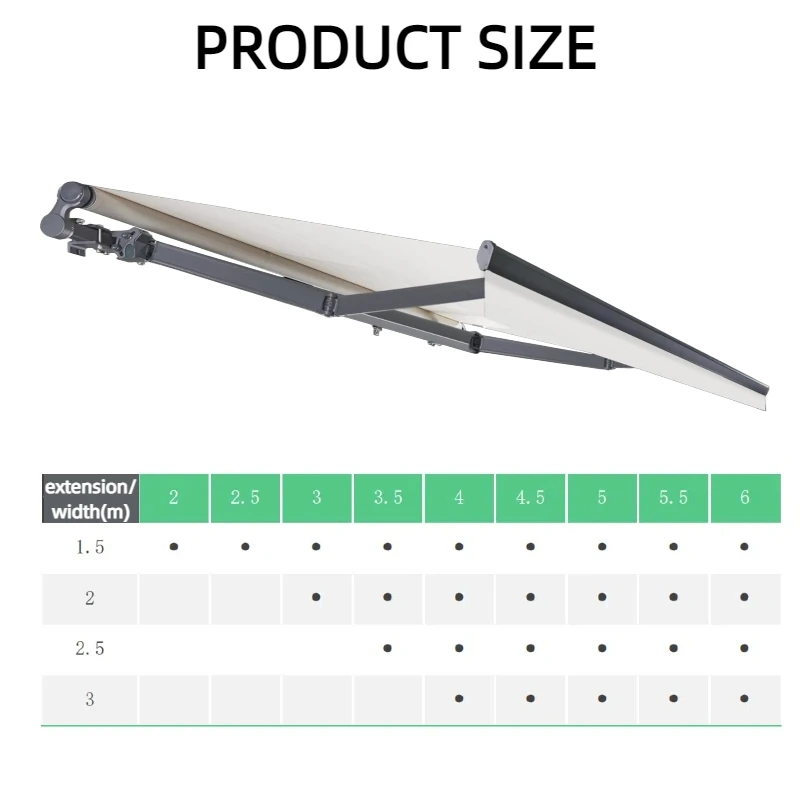 Motorized Aluminum Alloy Frame Patio Outdoor Retractable Sunshade Awning Spain Fabric Awning
