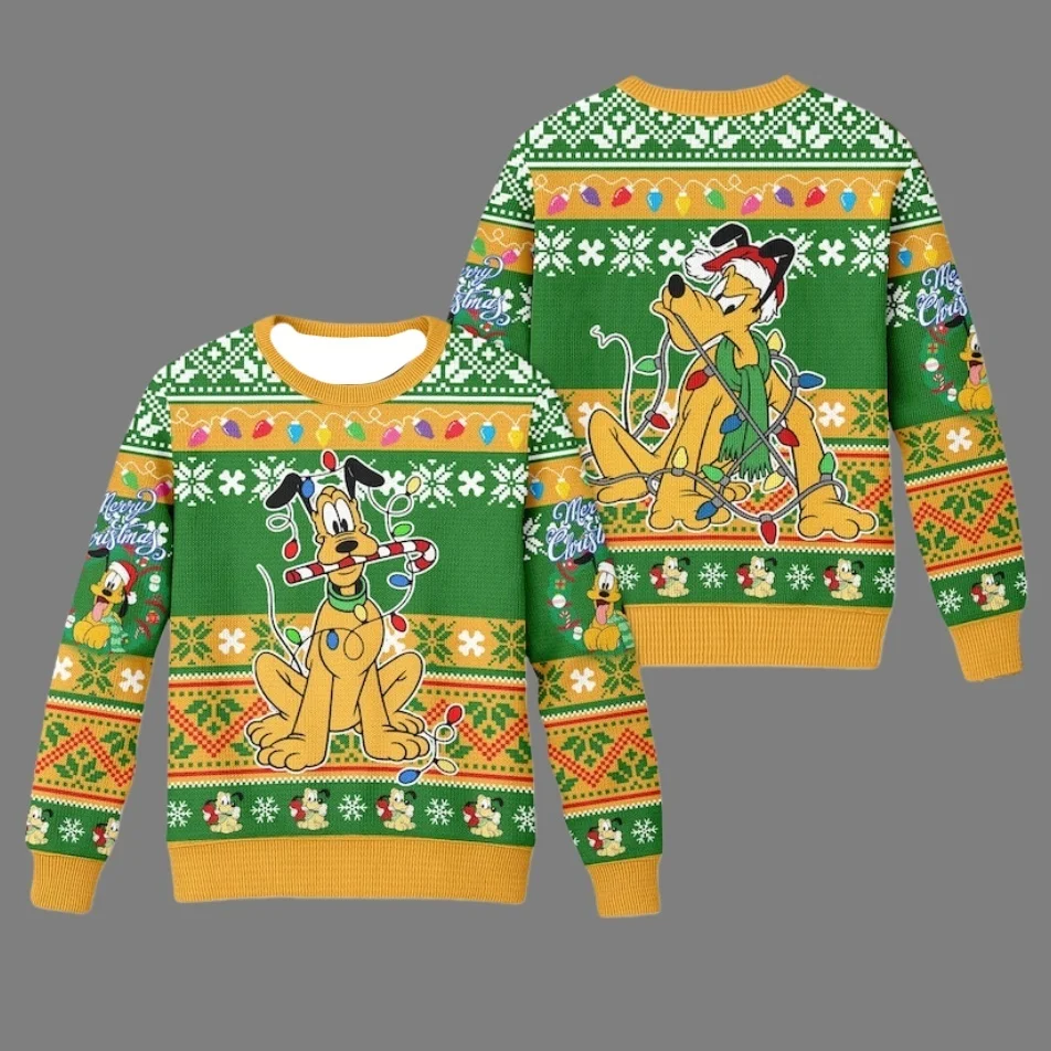 Тема анимационной коллекции Disney, уродливый свитер для рождественской вечеринки, толстовка с круглым вырезом, увеличенная новая коллекция для взрослых, осень/зима