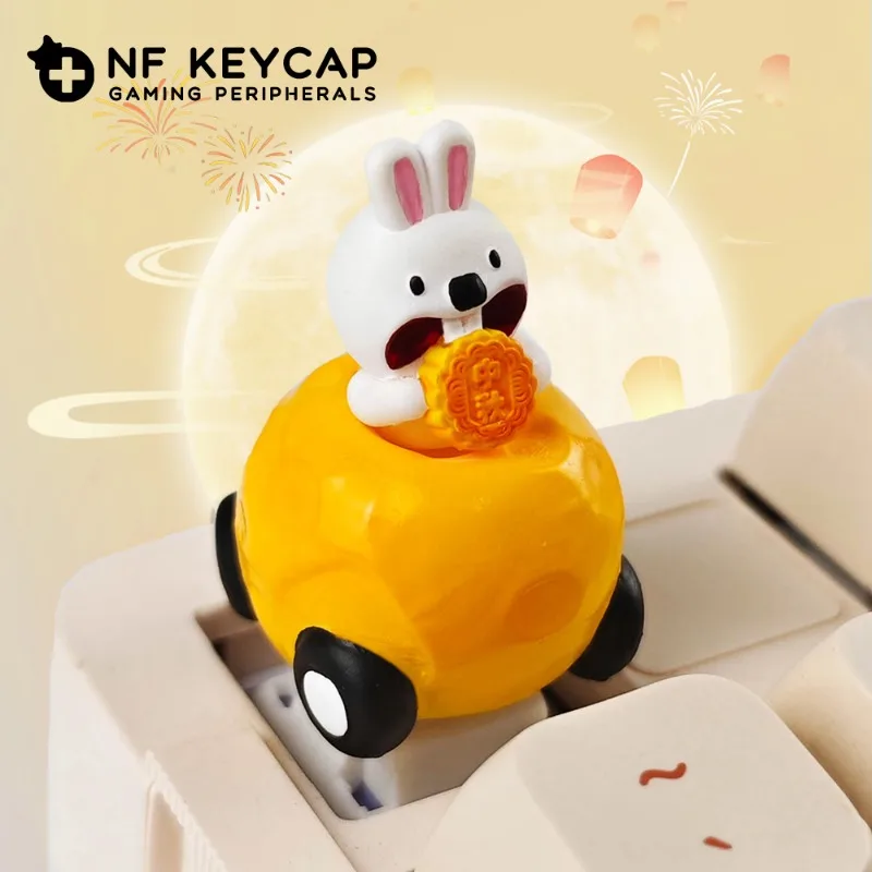 

New CEKE Moon Rabbit Kawaii Keycap Resin Material Personalize Creative Keycaps Customized Artisan Cute Handmade Keycap Gifts
