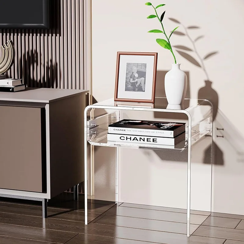 Cross-border acrylic transparent double bedside table modern living room transparent double coffee