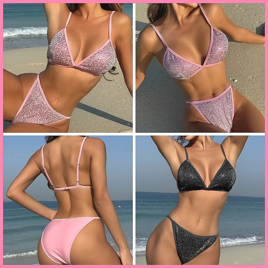 Sequin Push Up Bikini Set 2026: Sexy Brazilian Beach Swimwear for Women