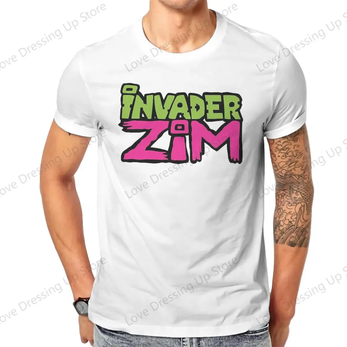 Invader Zim Large Printed Cotton Men's T-Shirt Street Cool T-Shirts Sport Tops