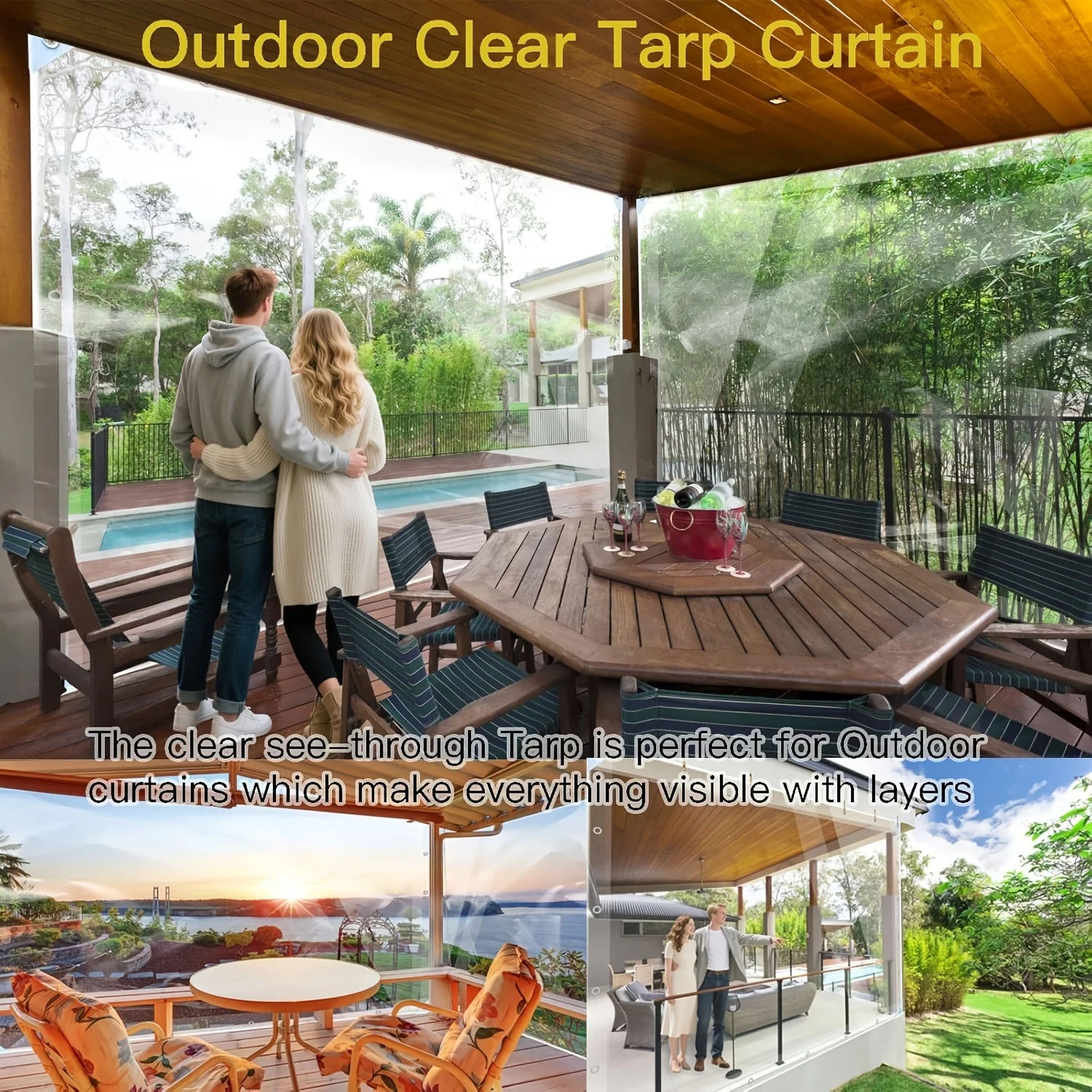 

High Transparency! Thickened Pvc Waterproof Tarpaulin, Outdoor Rainproof Cloth, Tear-Resistant with Reinforced Edges, Equipped with [Missing Information].