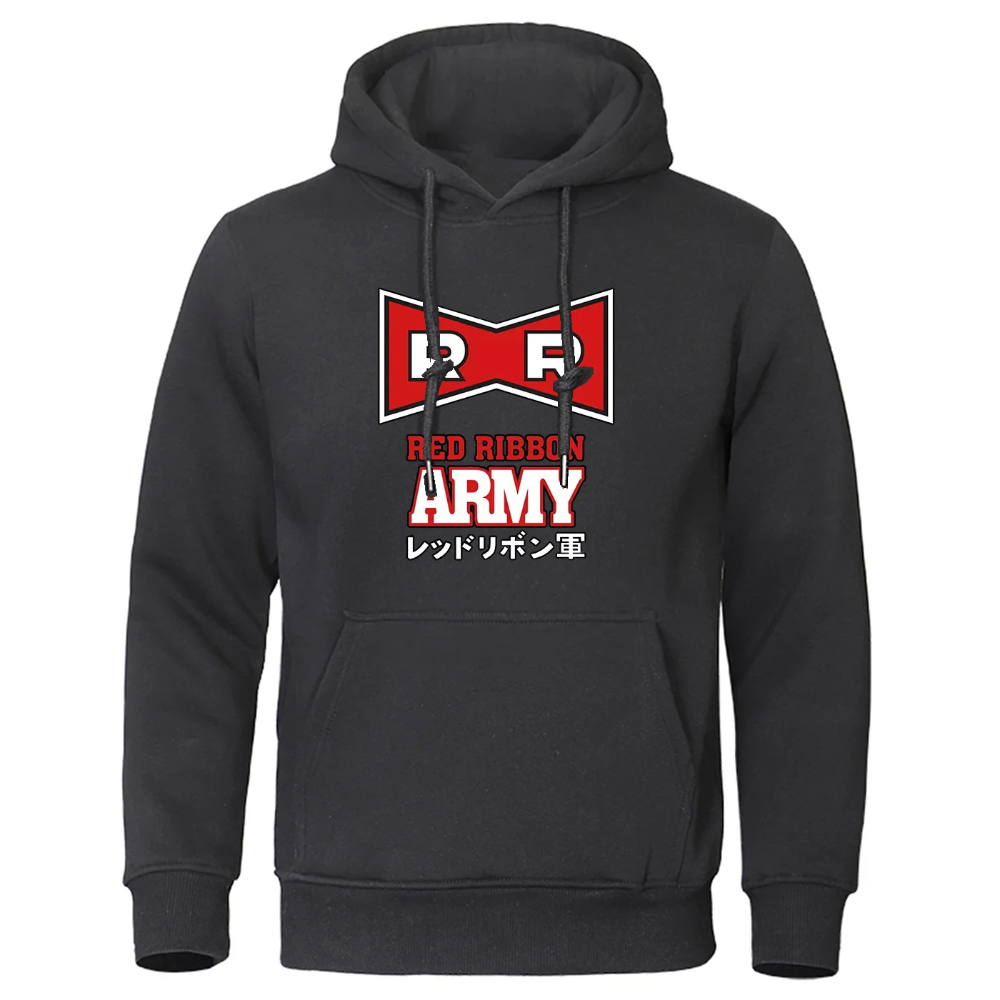 Red Ribbon Army Logo Print 2026 Spring And Autumn Men's High-end luxury Simple Style Solid Color Daily Hooded Coat Hoodies