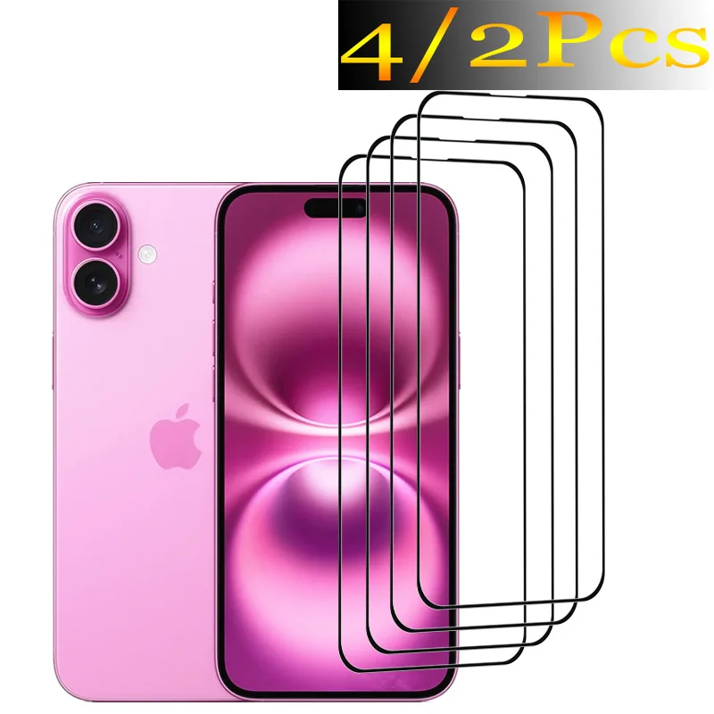 

Upgrade Full Cover For Apple iphong 16 16plus 16pro Tempered glass 16pro max Screen protector Shockproof 9H Front film 4/2Pcs