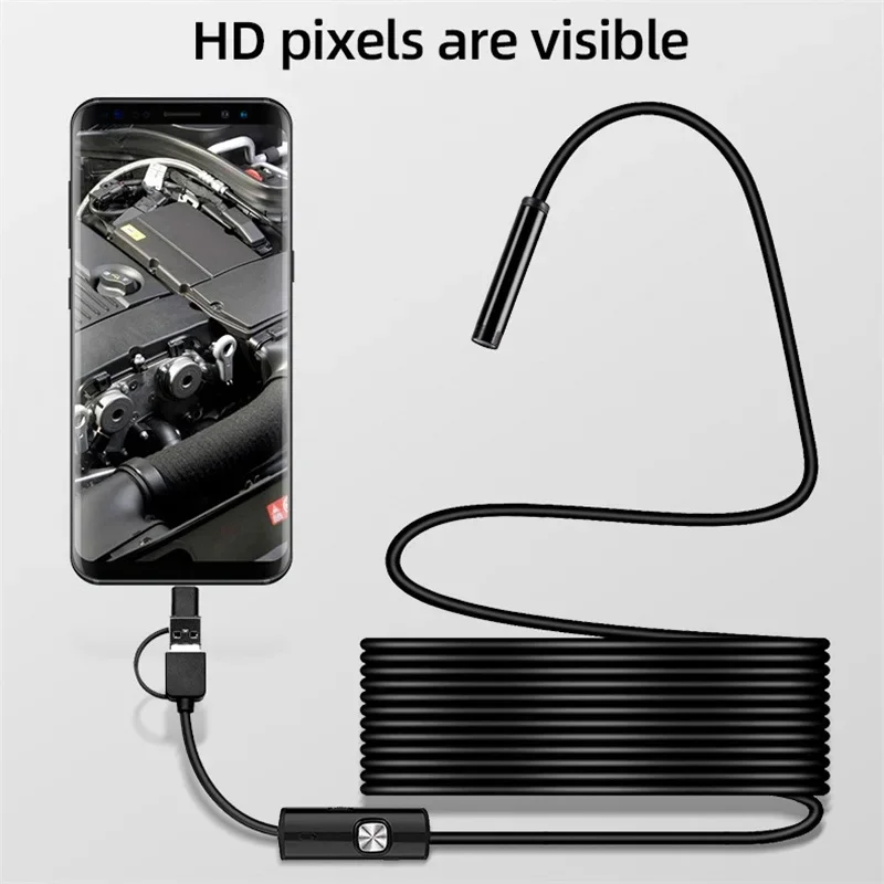 KERUI New 7mm Endoscope Camera 3 in 1 Mini Camera Type C/Micro USB/USB-A Interface Inspection Borescope for Android Phones PC