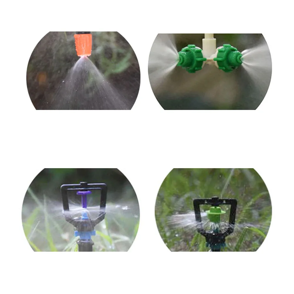 100pcs 360 Rotate Micro Nozzle Support Garden Watering Sprinklers Drip Irrigation Misting System Hanging Humidifier Sprayer