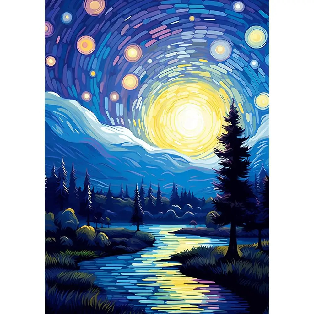 

Наборы для алмазной живописи «Звездная ночь» для взрослых, картины из алмазных страз с полным заполнением для начинающих, круглые 5D-картины с алмазами