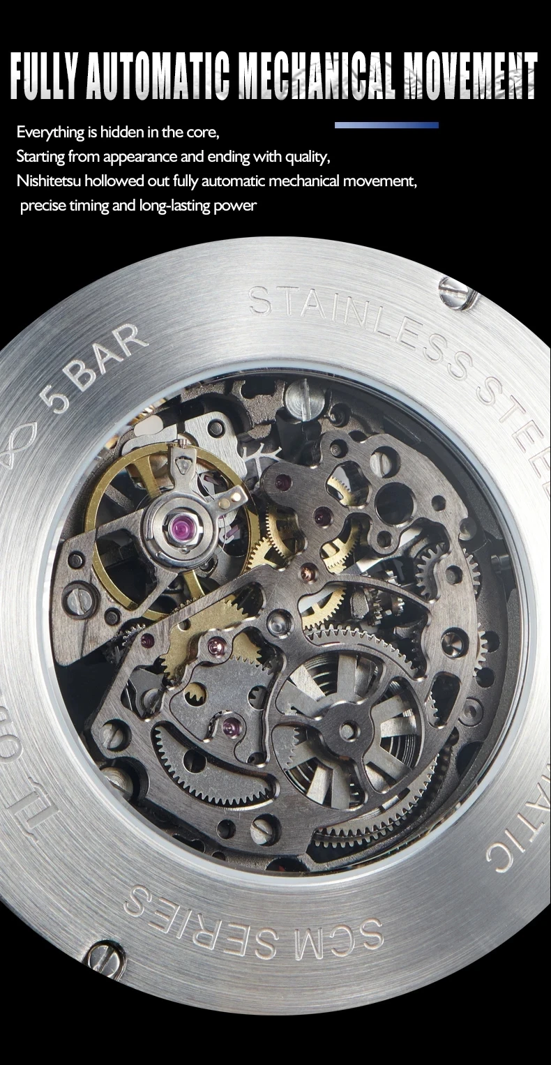 OBLVLO Orologio automatico da uomo 42MM Orologio da polso meccanico vintage Luminoso quadrante con ruota girevole in zaffiro impermeabile 5ATM