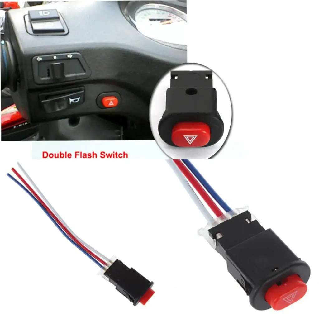 Motorcycle Hazard Light Switch Button Flasher Output Controller Red LED Light