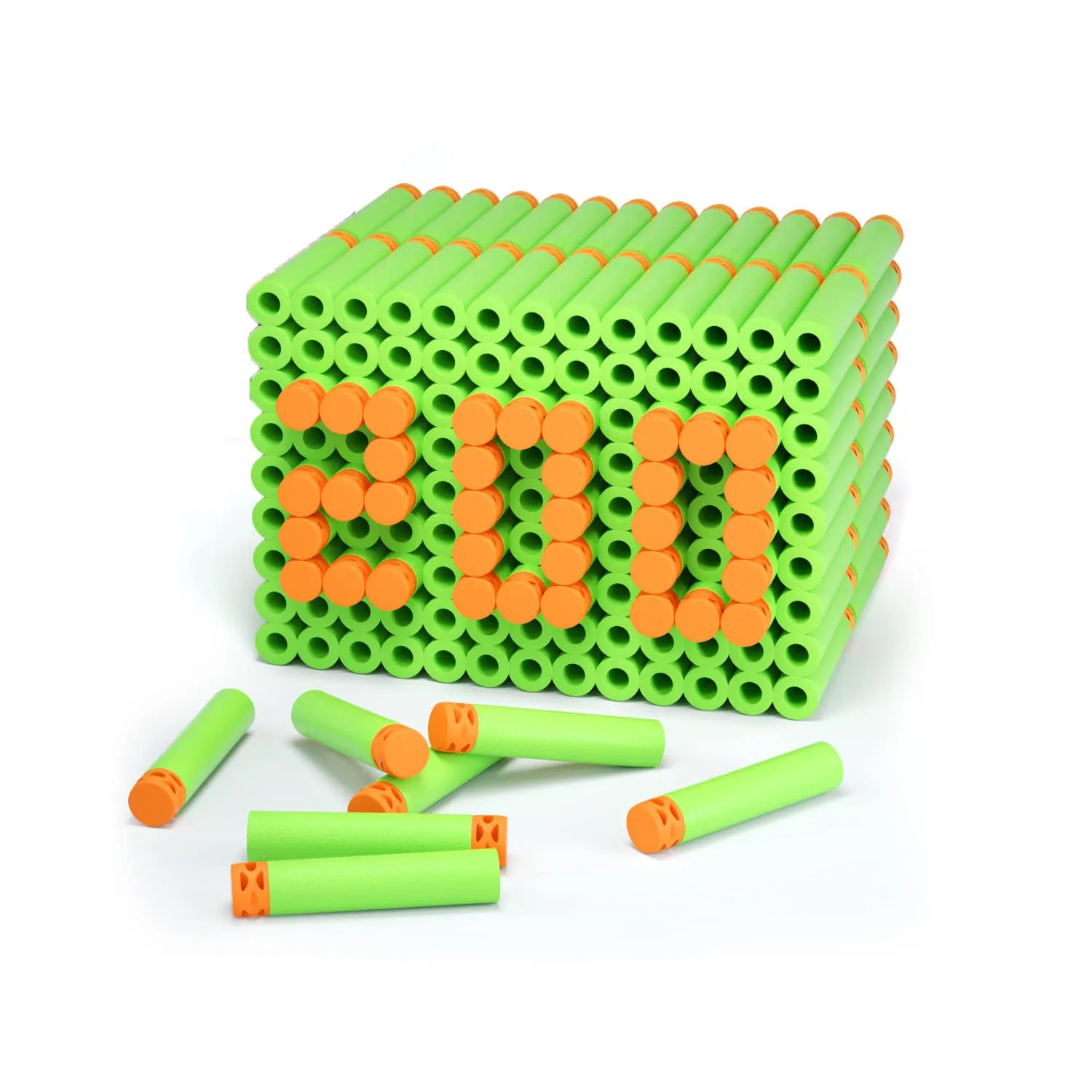 200Pcs Green Darts Refill Pack Foam Bullet with 5 Hole Compatible for N-Strike Series Blaster Children Birthday Party Gifts