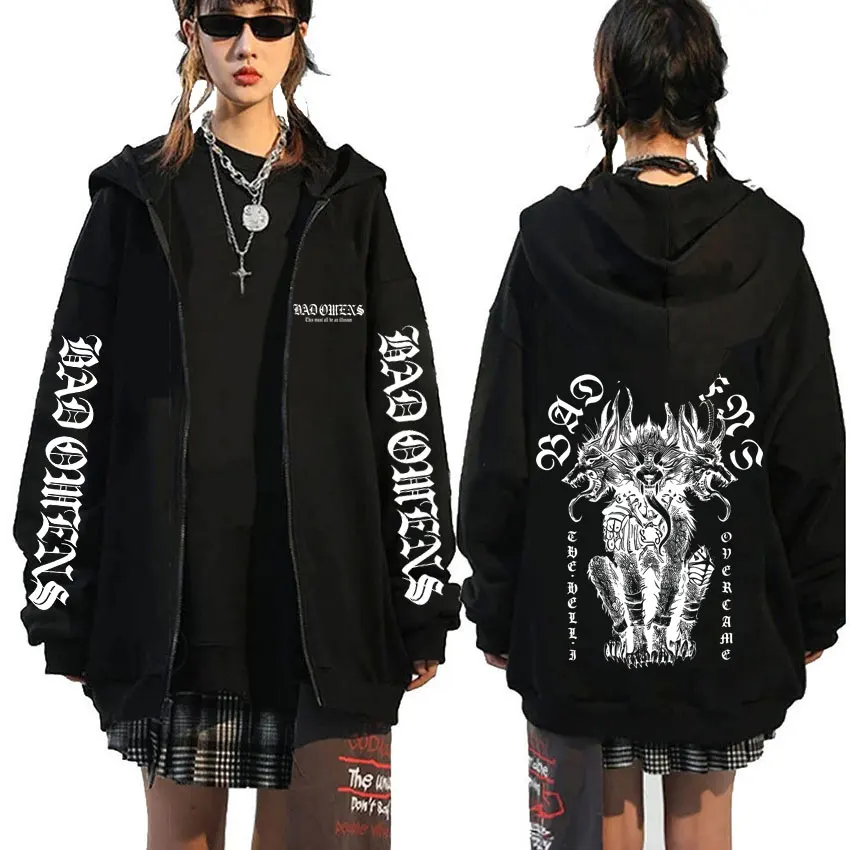 

Bad Omens Do You Feel Love Tour 2026 Zipper Hoodie Men Women Vintage Rock Streetwear Men's Gothic Metal Style Zip Up Jacket Coat