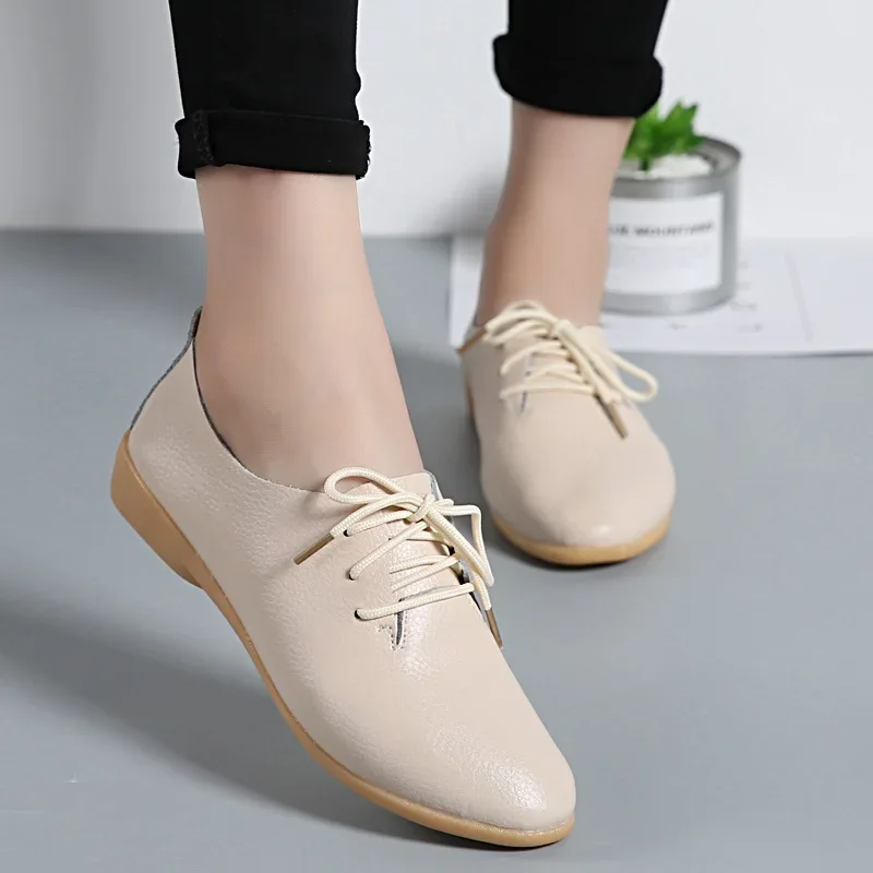 Genuine Leather Summer Loafers Women Casual Shoes Moccasins Soft Pointed Toe Ladies Footwear Women Flats Shoes Female