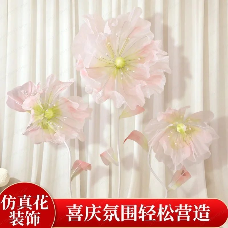 Artificial Silk Mesh Flower Arrangement, Waterproof Wedding Aisle & Arch Decor for Ceremony Reception Venue Styling