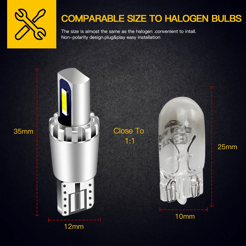 

2PCS LED Clearance Lamps Parking Lights T10 Car Bulbs W5W White/ICE Blue/Yellow/Green/Orange Lamps 194 2582 12V Car Accessoeies