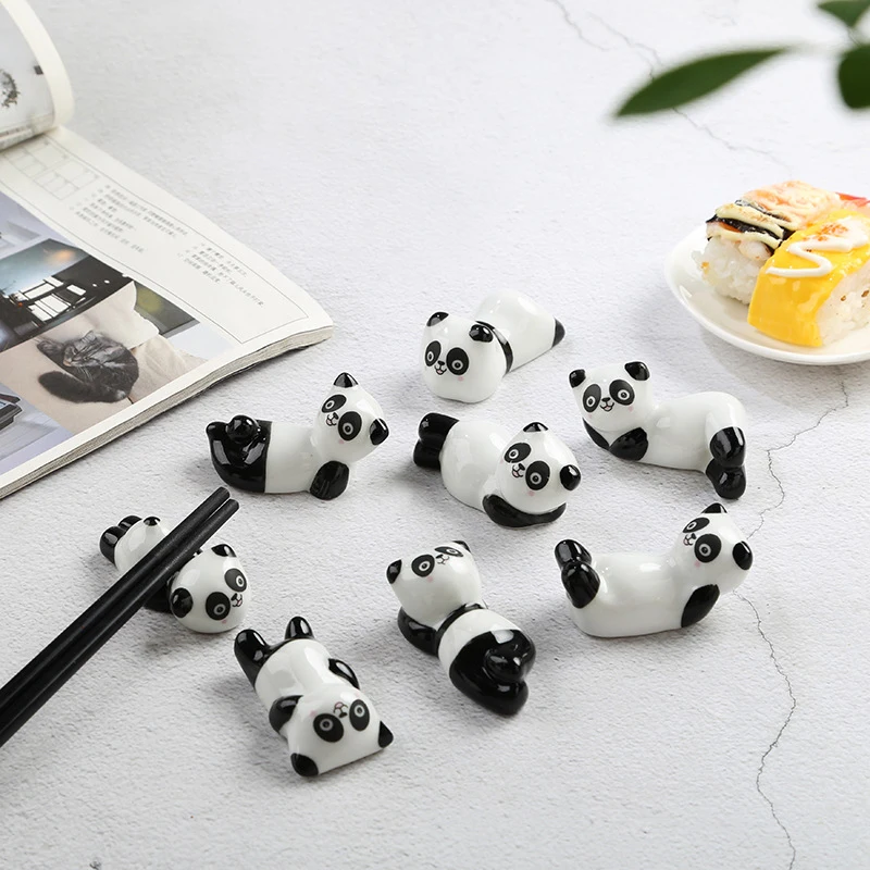 Panda bonito cerâmica rack pauzinhos suporte resto faca garfo titular estilo chinês talheres pauzinho resto ferramentas de cozinha para uso doméstico