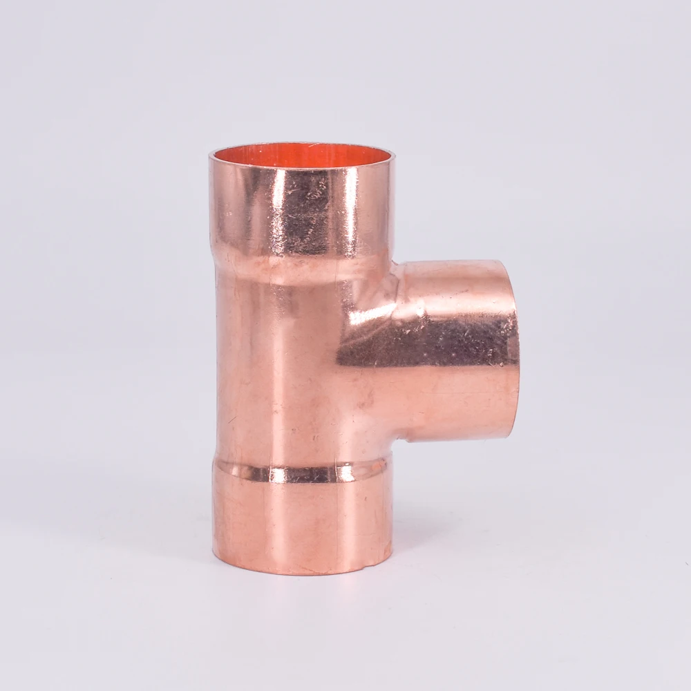 

3/4" 7/8" 1" 19 22 25 28mm ID 99.9% Copper End Feed Solder Tee 3 Ways Plumbing Fitting Coupler For Air Condition