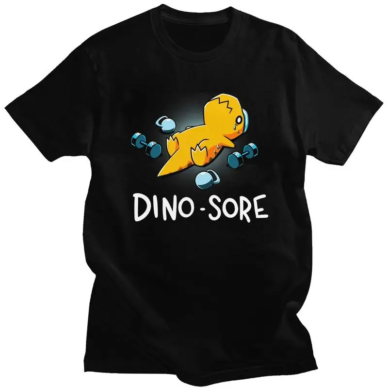Dino Sore Funny Dinosaur Workout Gym Lifting Fitness T Shirts 100% Cotton Tees Shirt Streetwear Tshirts Short-Sleeve Clothes