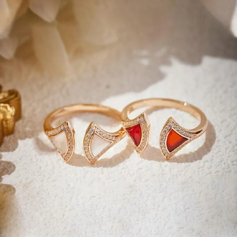 

Europe America Style Ring Women Lady S925 Silver Settings Cubic Zircon Mother Of Pearl Carnelian Rose Gold Color Jewelry