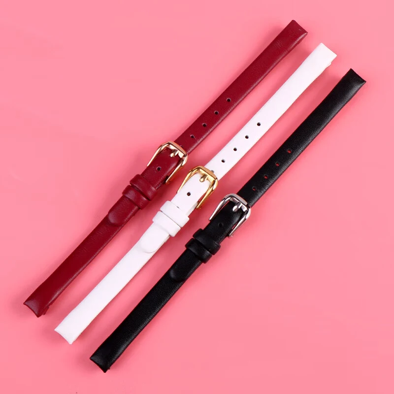 8mm Curved cowhide strap For CK Rebel Series K8P 231 K8P 236/237 Red Black White leather watch band Women's Strap bracelet