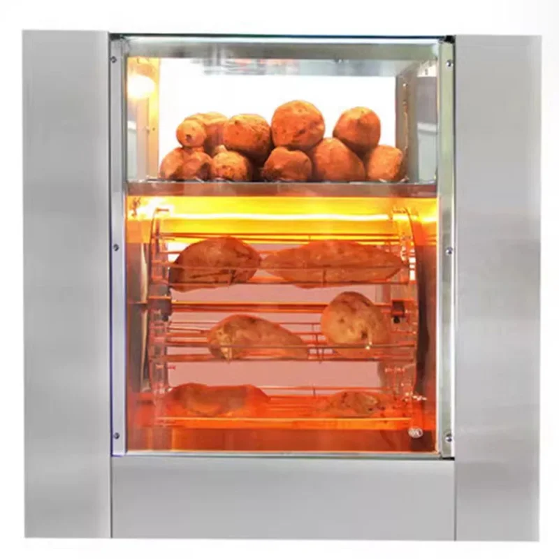 Commercial Automatic Rotating Oven, Electric Stainless Steel Sweet Potato Roaster, Corn and Potato Roaster for Snack Shops