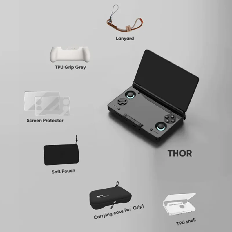 AYN THOR Funda Protectora de Doble Pantalla Abatible para Dispositivo de Juegos Accesorios Bolsa de Almacenamiento Cordón Bolsa Suave para AYN THOR Personalizado 5