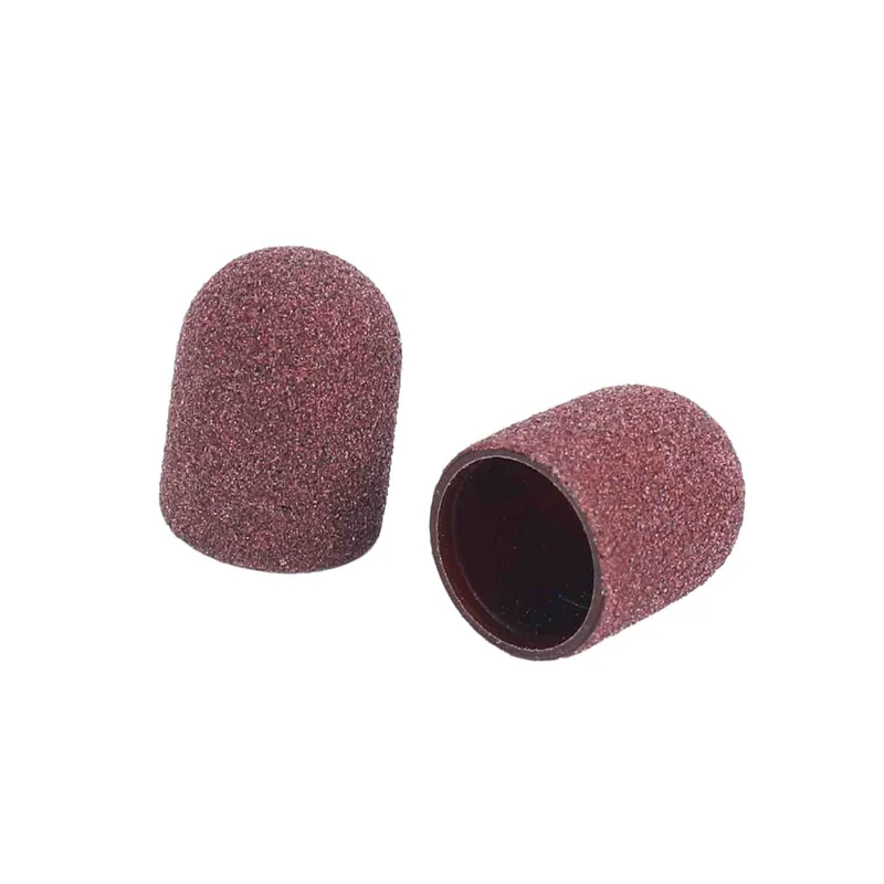 Beauty 250Pcs Sanding Bands Block Caps Without Grip 80 120 180 13X19mm Sanding Cap Manicure Pedicure Electric Nail Drill-02