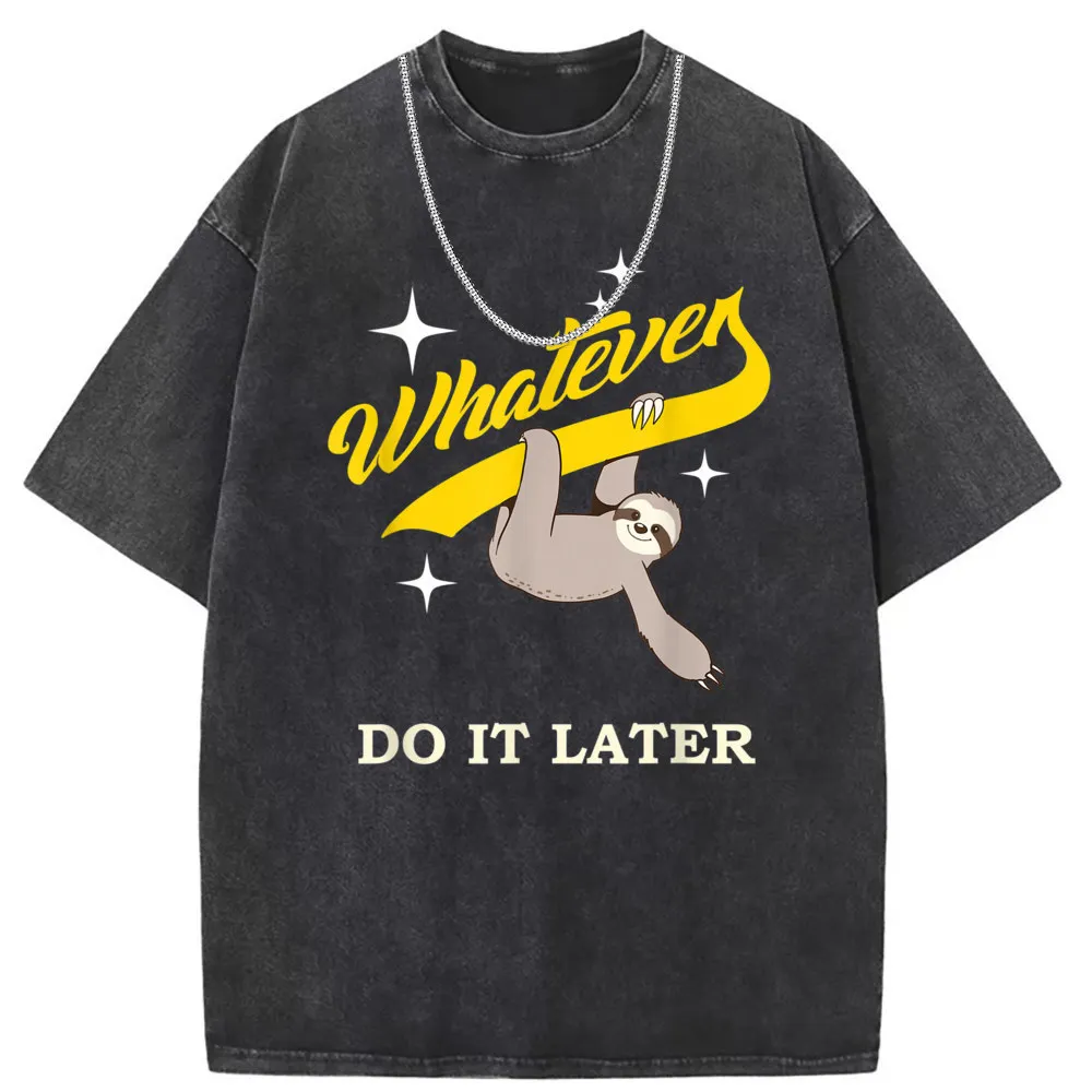 Do It Later Sloth Animal Printed Men T-Shirts Vintage Women Sweatshirts Man Retro Cotton Long Sleeve Thanksgiving Day Tee Shirts