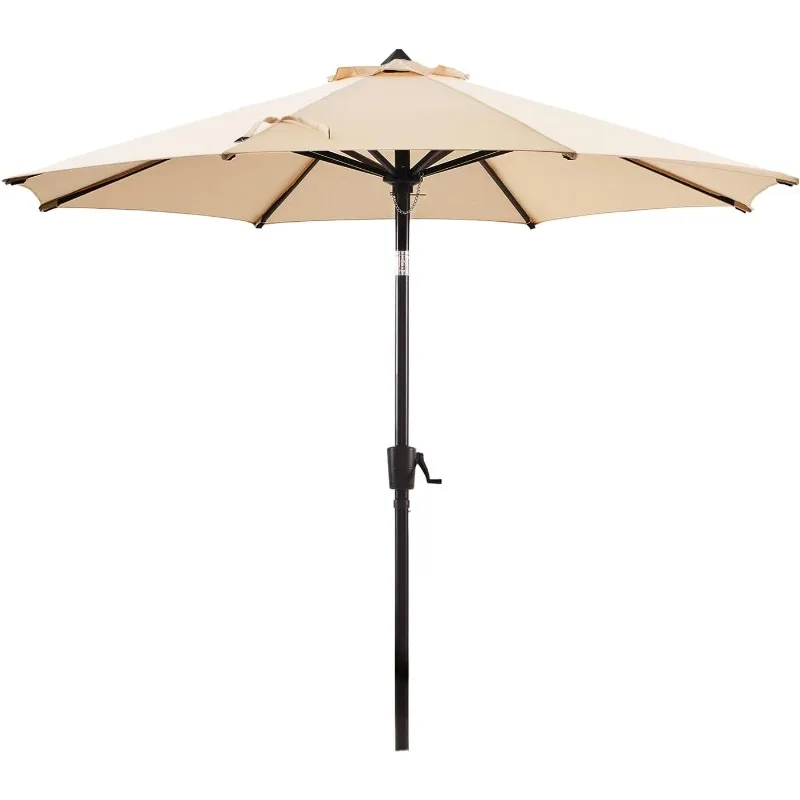 

9 FT Patio Market Umbrella Outdoor Table Umbrellas, 3-year Nonfading Olefin Canopy, Market Center Umbrellas with 8 Strudy Ribs