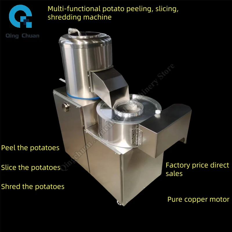 Potato Peeling Slicing Shredding Machine Commercial Potato Cutting French Fry Potato Washer Peeler Cutter