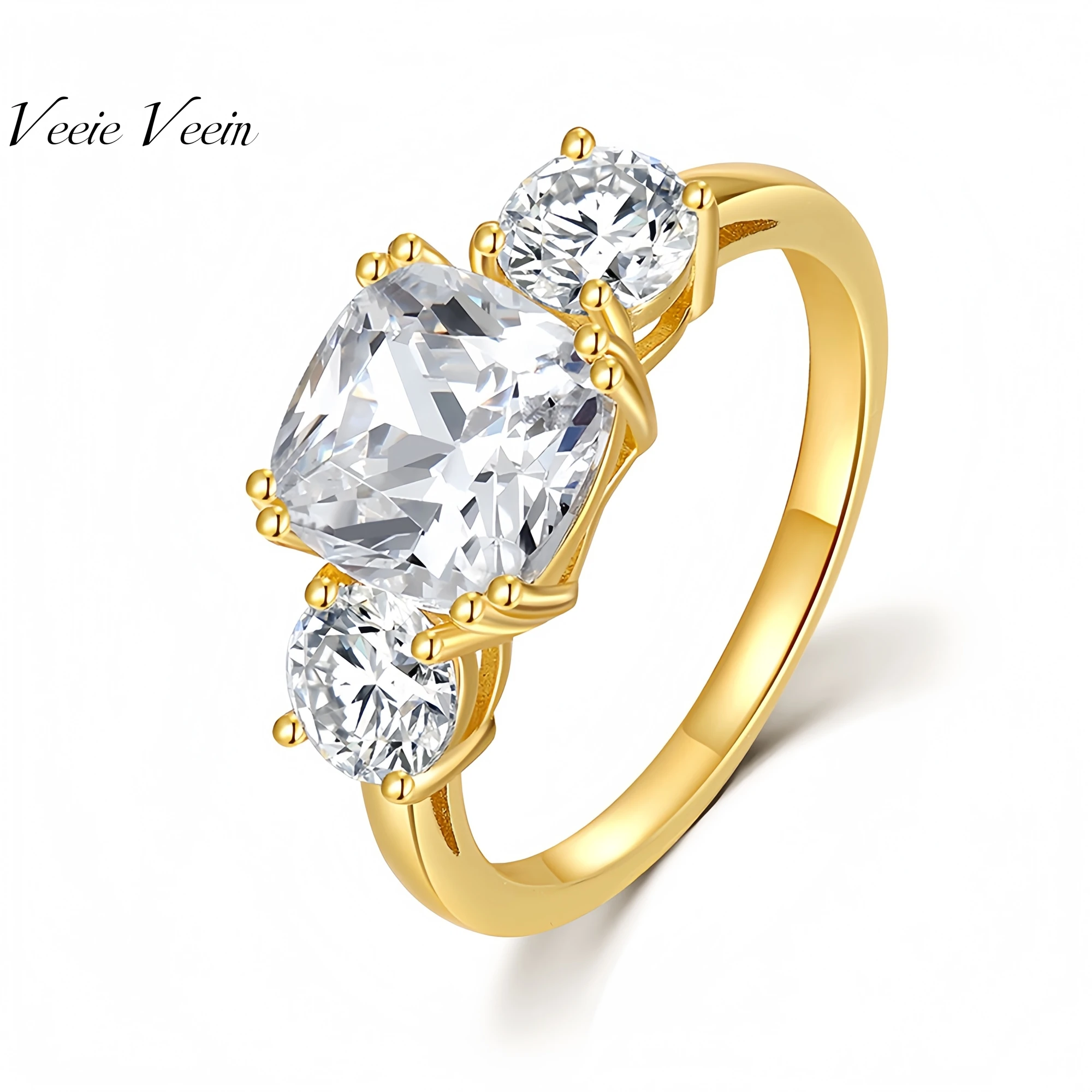 

Veeie Veein Luxury Brand S925 Sterling Silver Ring Moissanite 2 Carat Moissanite Starry Ring GRA Certificate Ring Jewelry