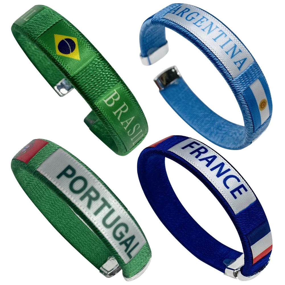 Country Flag Wristband Souvenir Diameter 65mm Sport Friendship Bracelet National Flag Style Bracelet for Football Match Cheering