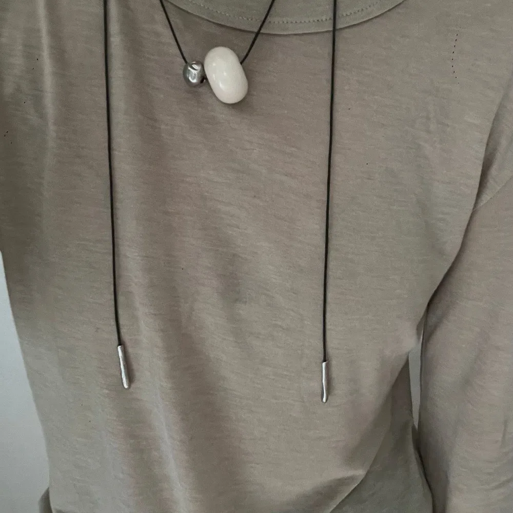 Korean Style Bead Pendant Necklace Aesthetic Vintage Cord Necklace Cord Material White Black Trend Choker Fine Accessories
