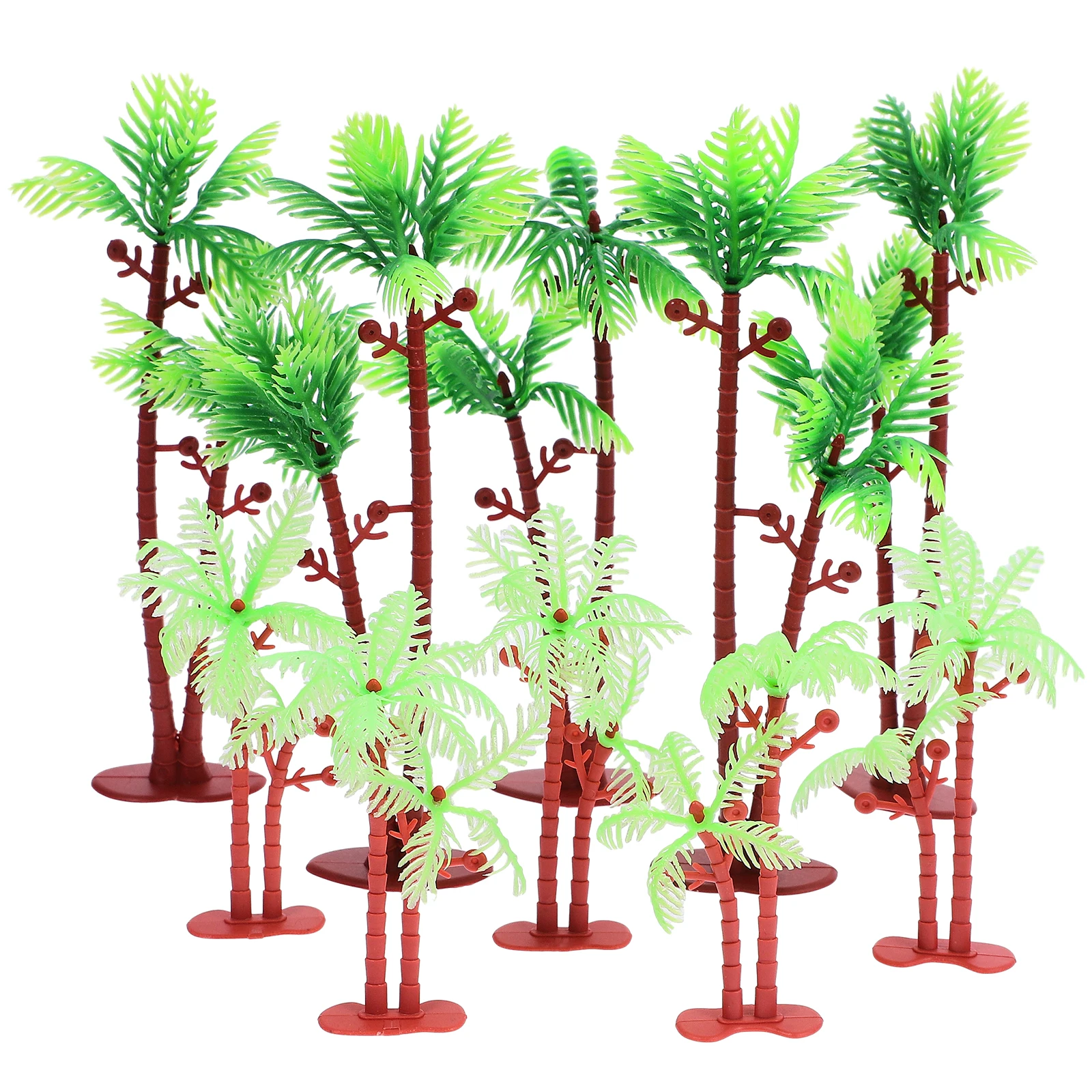 

10 Pcs Artificial Coconut Trees Miniature PVC Small Detailed Decor Fish Tank Cake Decoration Scenery L Model S