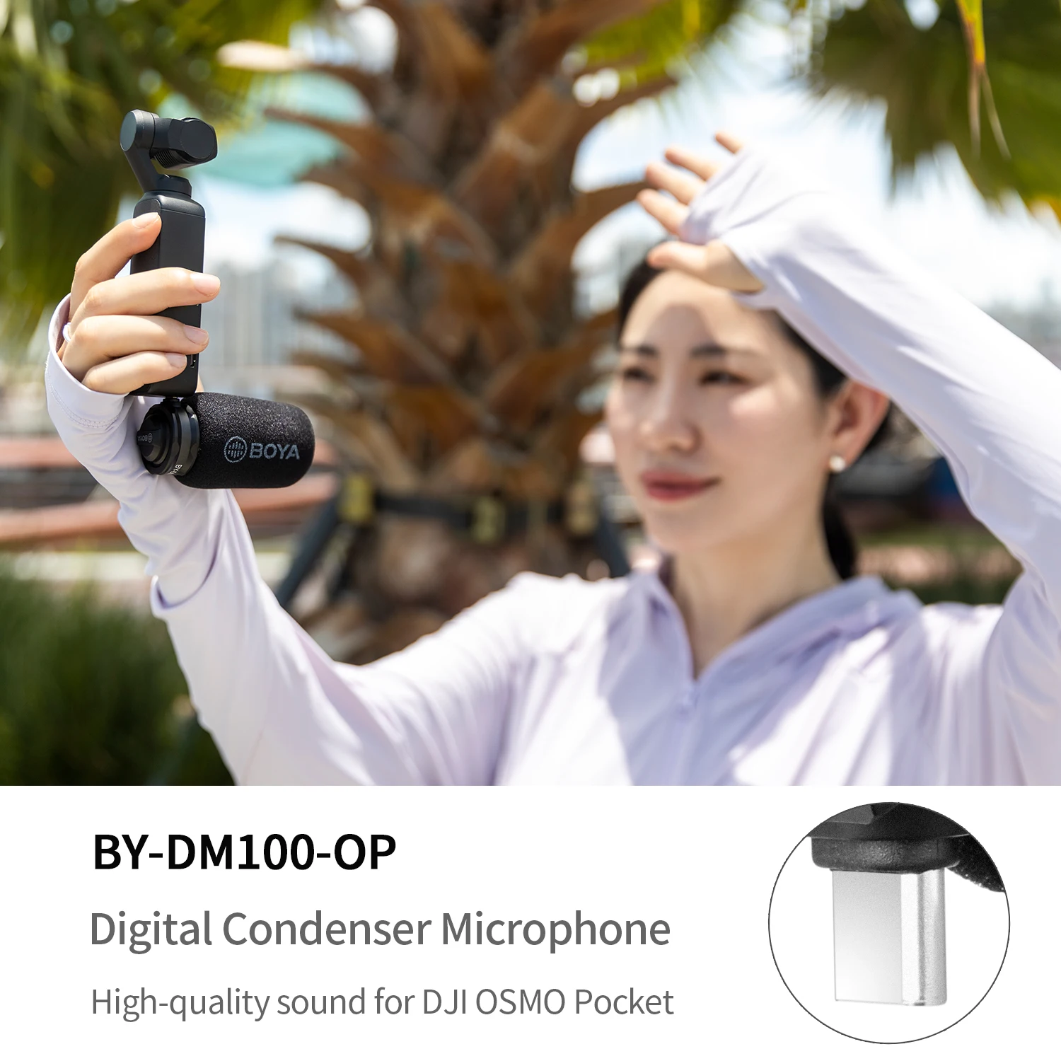 BOYA BY-DM100-OP DJI OSMO 用コンデンサーマイク ™   ポケットのみ プラグアンドプレイマイク ライブストリーミング Youtubeビデオ録画 Vlog