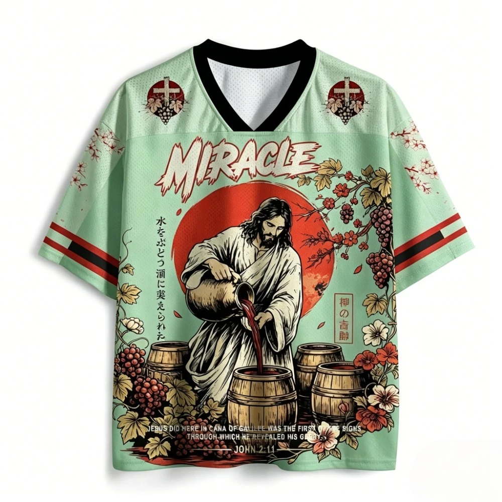 Y2K Jesus Miracle John Gospel 3D-Druck Breatha Quick-Dry Herren Damen V-Ausschnitt T-Shirt Casual Street Fashion Eltern-Kind-Kleidung – Detail 6