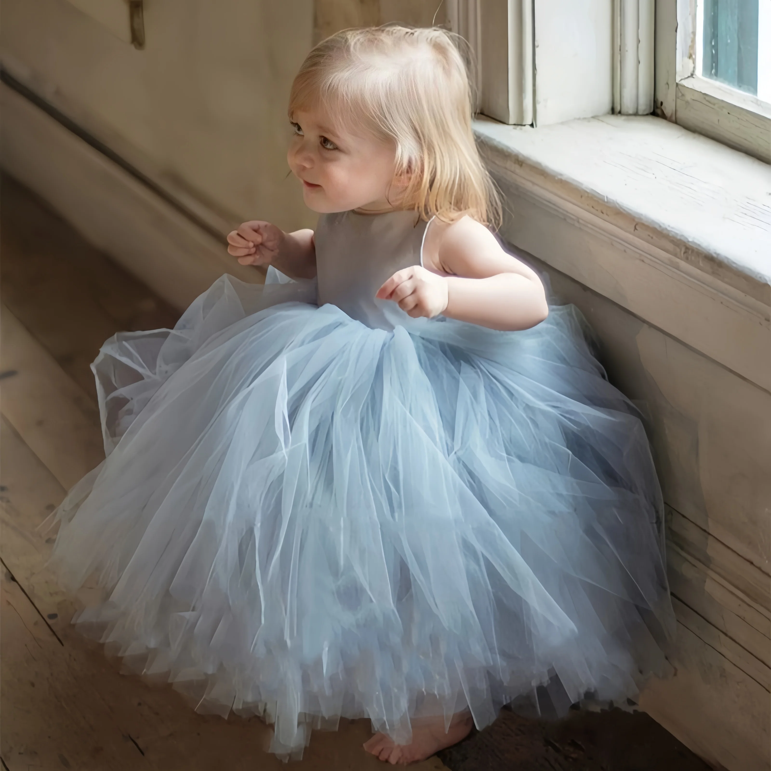 Birthday Princess Dress Girl Tulle Prom Performance Gala Costumes Children's Photography Dress Holiday Beach Children's Contact